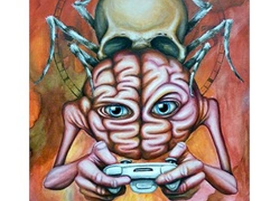 Game Time by Jon Hoffman Brain Playing Video Games Canvas Art Print