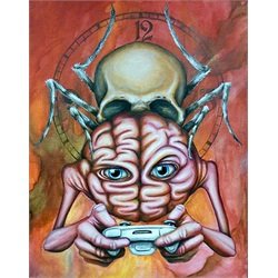 Game Time by Jon Hoffman Brain Playing Video Games Canvas Art Print