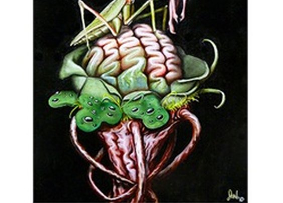 Manifestation by Jon Hoffman Praying Mantis on Brain Canvas Art Print