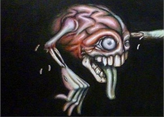 Brain Dead Part 1 by Jon Hoffman Alternative Tattoo Canvas Art Print