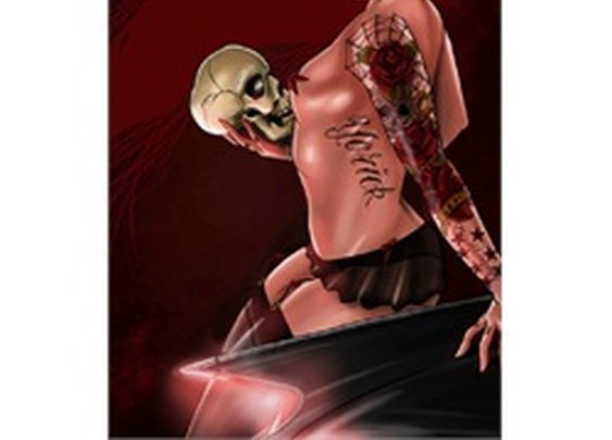 Yorick by Kris Chisholm Tattooed Woman w/ Skull Canvas Fine Art Print