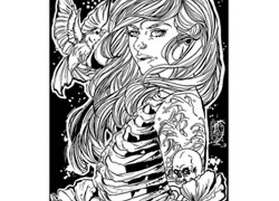 Birdcage by Kris Chisholm Skeleton Woman Tattoo Canvas Fine Art Print