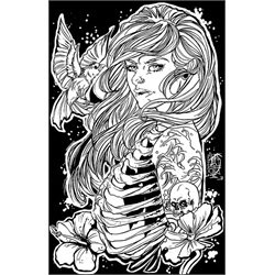 Birdcage by Kris Chisholm Skeleton Woman Tattoo Canvas Fine Art Print
