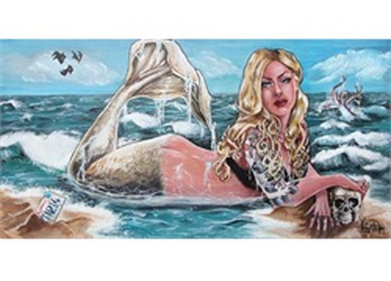 Mermaid by Kris Chisholm Sexy Tattooed Siren Artwork Canvas Art Print