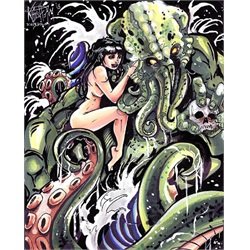 Cthulhu by Kris Chisholm Lovecraft Weird Tales Tattoo Canvas Art Print