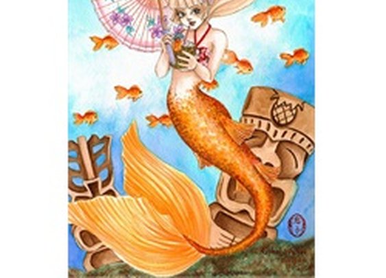 Pina Colada by Rachel Walker Hawaiian Mermaid Tiki Canvas Art Print