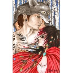 Red and the Wolf by Artist Rachel Walker Riding Hood Canvas Art Print