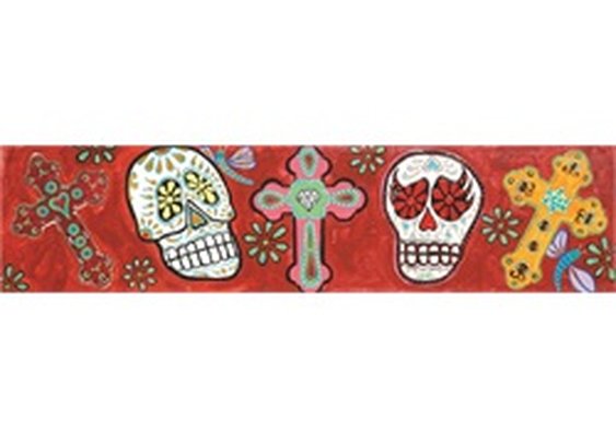 Crosses and Skulls by Malibloc Day of the Dead Tattoo Canvas Art Print
