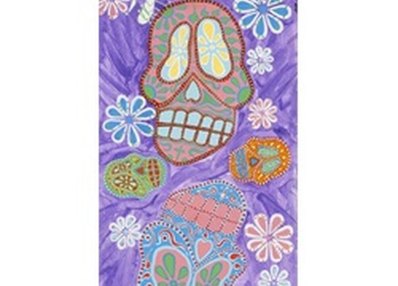 Purple Dead by Malibloc Day of the Dead Sugar Skulls Canvas Art Print
