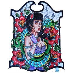 Snake Charmer Lady by Jon Leighton Undead Sexy Tattoo Canvas Art Print