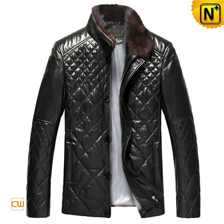 Men Black Quilted Leather Jacket CW804078