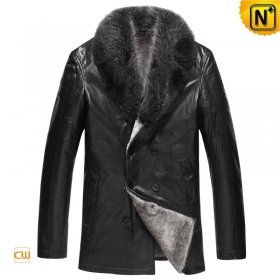 Winter Fox Fur Leather Pea Coat for Men CW868822