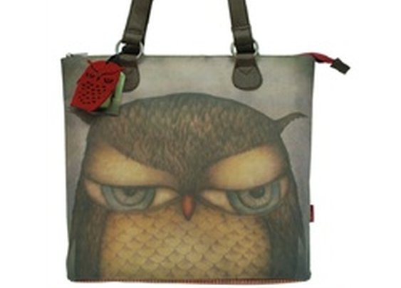 Santoro London Grumpy Owl Cute Bird Artwork Shoulder Bag Tote Purse