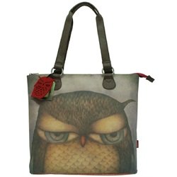 Santoro London Grumpy Owl Cute Bird Artwork Shoulder Bag Tote Purse