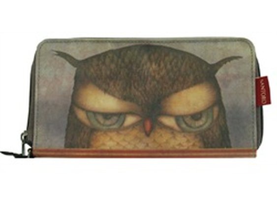 Santoro London Grumpy Owl Cute Birds Vegan Zip-Around Checkbook Wallet