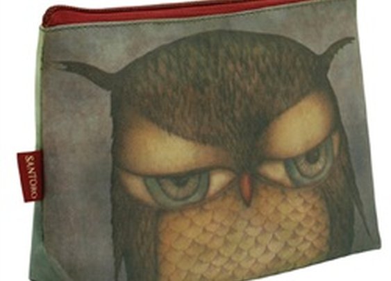 Santoro London Grumpy Owl Birds Coated Accessory Case Cosmetic Bag