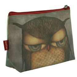 Santoro London Grumpy Owl Birds Coated Accessory Case Cosmetic Bag