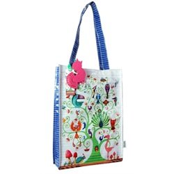 Santoro Eclectic Tree of Life Birds Coated Shopping Bag Shopper Tote