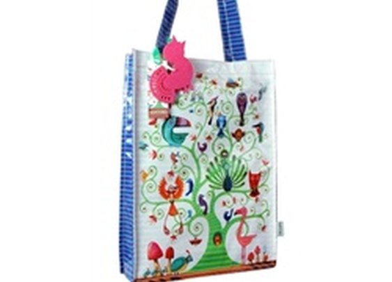 Santoro Eclectic Tree of Life Birds Coated Shopping Bag Shopper Tote