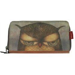 Santoro London Grumpy Owl Cute Birds Vegan Zip-Around Checkbook Wallet