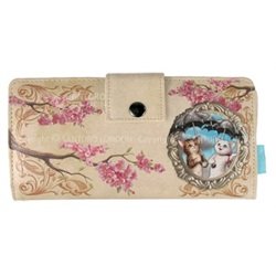 Santoro Raining Cats Cute Vintage Victorian Cat Vegan Checkbook Wallet