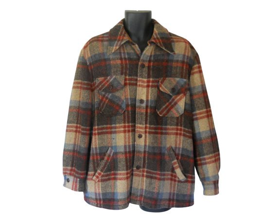 Men Plaid Coat Men Plaid Jacket Men Wool by SecondhandObsession