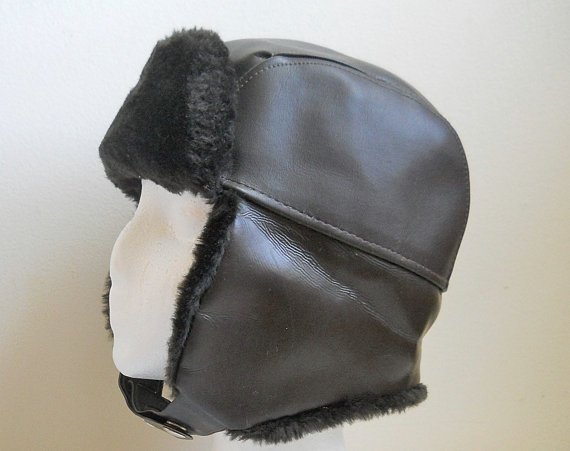 Russian Fur Hat Ushanka Hat Bomber Hat Men by SecondhandObsession