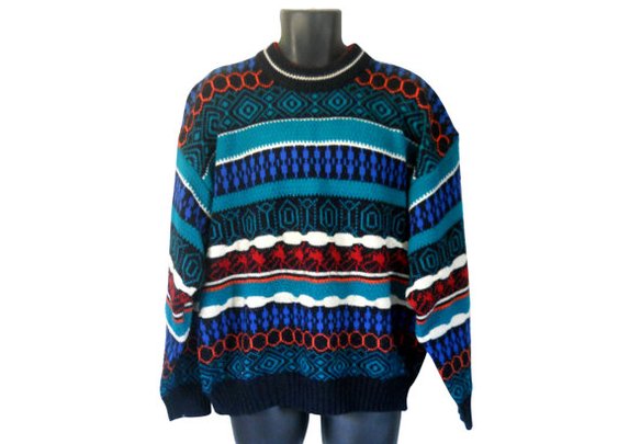 80s Sweater Men Pullover Sweater XL Sweater by SecondhandObsession