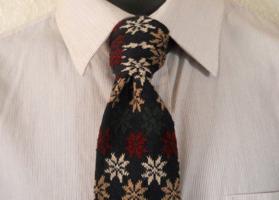 Christmas Tie Men Knit Tie Men Wool Tie by SecondhandObsession