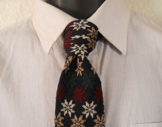 Christmas Tie Men Knit Tie Men Wool Tie by SecondhandObsession