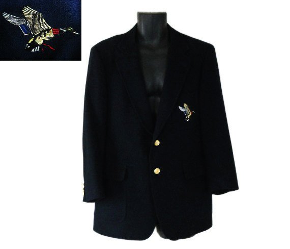 Mens Wool Blazer Navy Blue Blazer Mens by SecondhandObsession