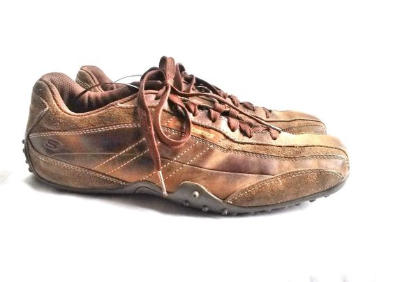 Brown Sneakers Skechers Shoes 10 5 Trainer Leather Men Distressed 44 | eBay