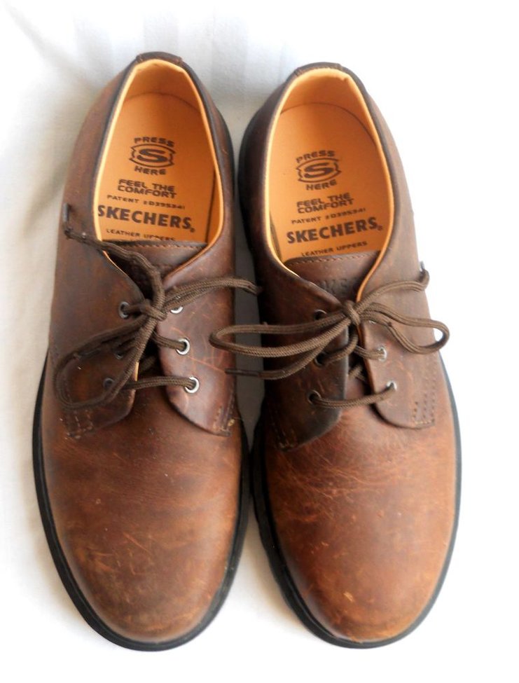 Brown Oxford 9 Skechers Casual Men Shoe Leather Lace Up UK 8 EU 42 | eBay