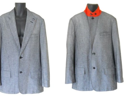 Michael Kors Suit Men 46 Cotton Houndstooth Sport Coat Jacket Orange High Collar | eBay
