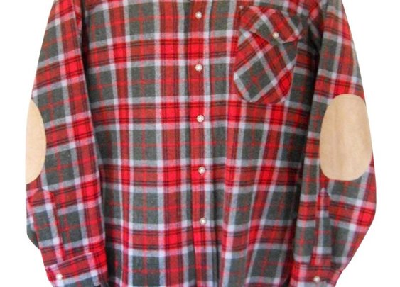 Pendleton Wool Shirt Flannel Elbow Patch Red Plaid Medium Army Military Green | eBay
