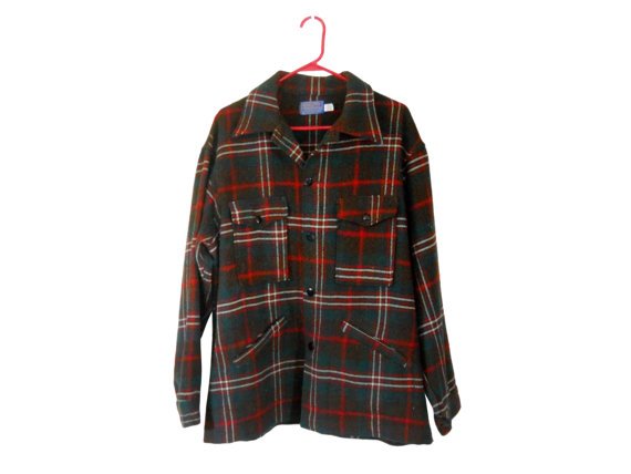 Green Flannel Shirt Pendleton Wool Shirt by SecondhandObsession