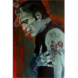 Broken Hearted by Mike Bell Frankenstein Love Tattoo Canvas Art Print