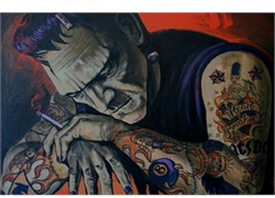 Heart Breaker by Mike Bell Tattooed Frankenstein Canvas Fine Art Print
