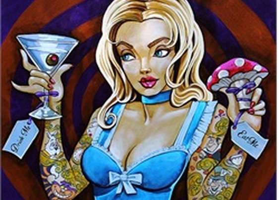 Eat Me Drink Me by Mike Bell Sexy Alice in Wonderland Canvas Art Print