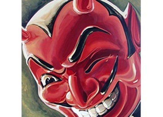 Devilish Grin by Mike Bell Retro Vintage Style Devil Canvas Art Print