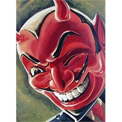 Devilish Grin by Mike Bell Retro Vintage Style Devil Canvas Art Print