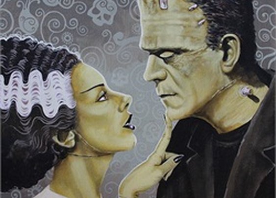 Flirtationship by Mike Bell Bride of Frankenstein Canvas Art Print