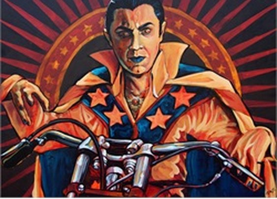 Count Knievel by Mike Bell Evel Dracula Vampire Biker Canvas Art Print