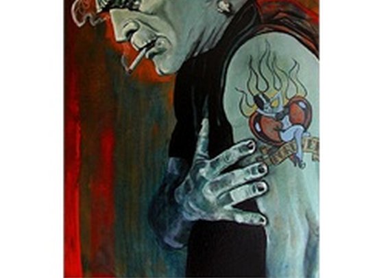 Broken Hearted by Mike Bell Frankenstein Love Tattoo Canvas Art Print