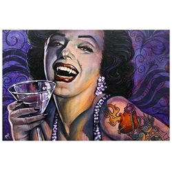 Marilyn Noir by Mike Bell Monroe Vampire Fangs Tattoo Canvas Art Print
