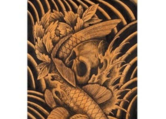 Skull & Koi by Clark North Japanese Fish Tattoo Canvas Fine Art Print