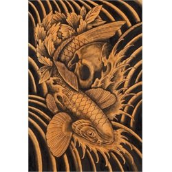 Skull & Koi by Clark North Japanese Fish Tattoo Canvas Fine Art Print