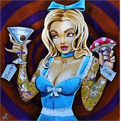 Eat Me Drink Me by Mike Bell Sexy Alice in Wonderland Canvas Art Print