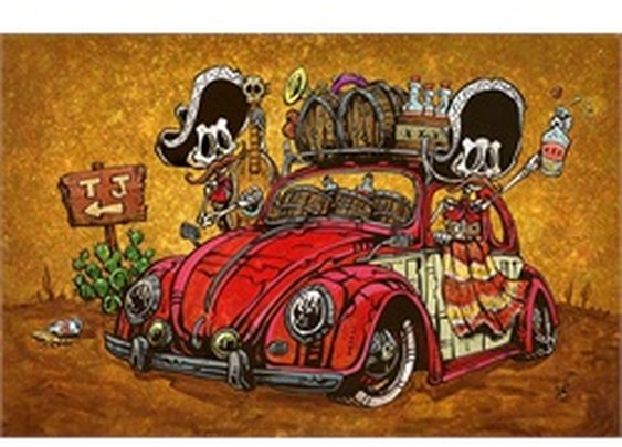 Border Bug by David Lozeau Tiajuana Skeletons Decor Canvas Art Print