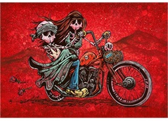 Cruisin by David Lozeau Skeleton Motorcycle Biker Canvas Art Print